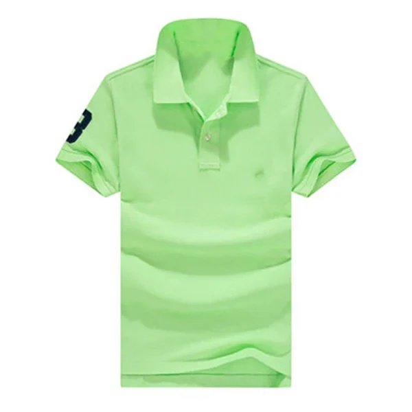 Men Ralph Slim Fit Big Pony Short Sleeve 100%Cotton Mesh Polo Shirts 8823-3 - Image 6