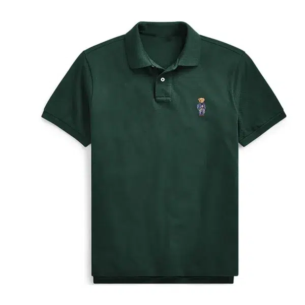 High Quality European Size Men Ralph Slim Fit Small Bear Short Sleeve 100%Cotton Mesh Polo Shirts 8836 - Image 3