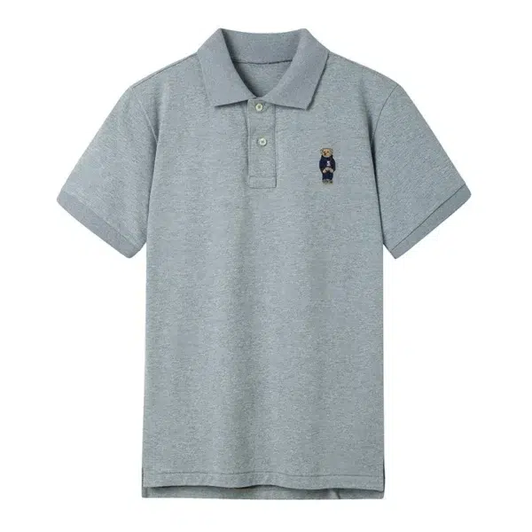 High Quality European Size Men Ralph Slim Fit Small Bear Short Sleeve 100%Cotton Mesh Polo Shirts 8836 - Image 4