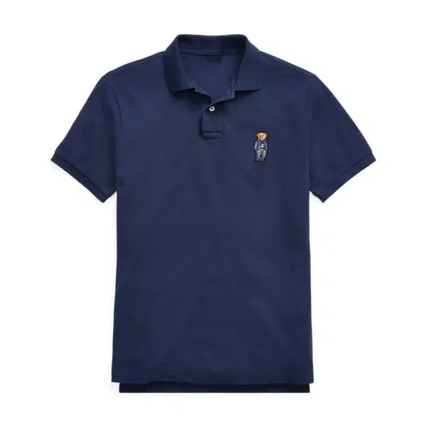 High Quality European Size Men Ralph Slim Fit Small Bear Short Sleeve 100%Cotton Mesh Polo Shirts 8836 - Image 2