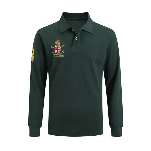 High Quality European Size Men Ralph Slim Fit Big Pony Long Sleeve 100%Cotton Mesh Polo Shirts 9922 - Image 3