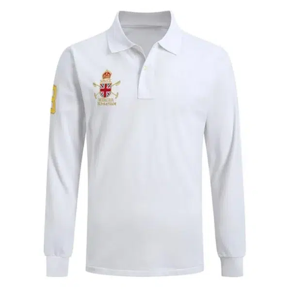High Quality European Size Men Ralph Slim Fit Big Pony Long Sleeve 100%Cotton Mesh Polo Shirts 9922 - Image 2