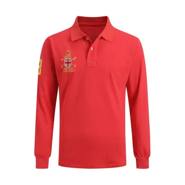 High Quality European Size Men Ralph Slim Fit Big Pony Long Sleeve 100%Cotton Mesh Polo Shirts 9922 - Image 4