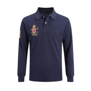 High Quality European Size Men Ralph Slim Fit Big Pony Long Sleeve 100%Cotton Mesh Polo Shirts 9922