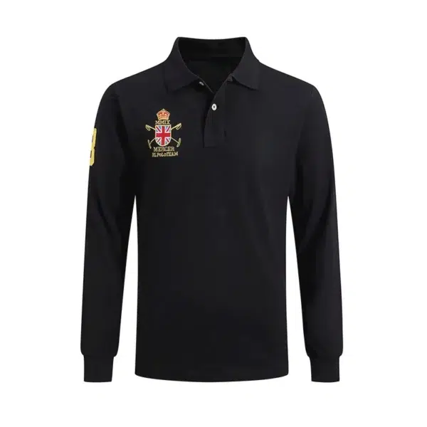 High Quality European Size Men Ralph Slim Fit Big Pony Long Sleeve 100%Cotton Mesh Polo Shirts 9922 - Image 5