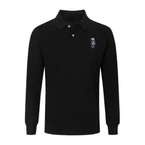 High Quality European Size Men Ralph Slim Fit Small Bear Long Sleeve 100%Cotton Mesh Polo Shirts 9936