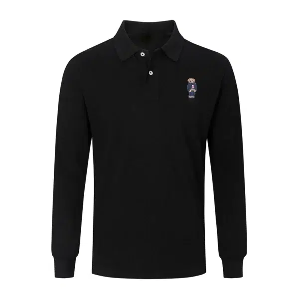 High Quality European Size Men Ralph Slim Fit Small Bear Long Sleeve 100%Cotton Mesh Polo Shirts 9936
