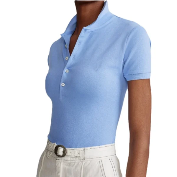 Women Ralph Small Pony 5Buttons Short Sleeve 100%Cotton Slim Fit Stretch Polo Shirt 6022 - Image 10