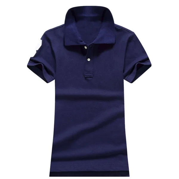 Women Ralph Big Pony Short Sleeve 100%Cotton Slim Fit Stretch Polo Shirt 6021 - Image 3