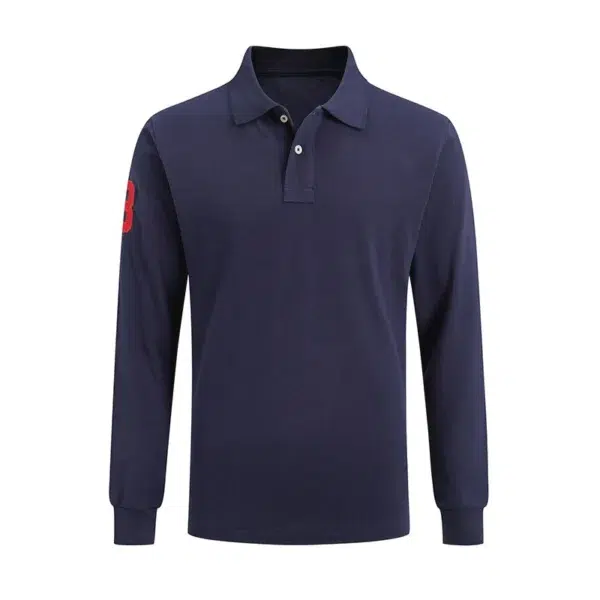 High Quality European Size Men Ralph Slim Fit Big Pony Long Sleeve 100%Cotton Mesh Polo Shirts 9920 - Image 15