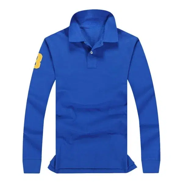 High Quality European Size Men Ralph Slim Fit Big Pony Long Sleeve 100%Cotton Mesh Polo Shirts 9920 - Image 13