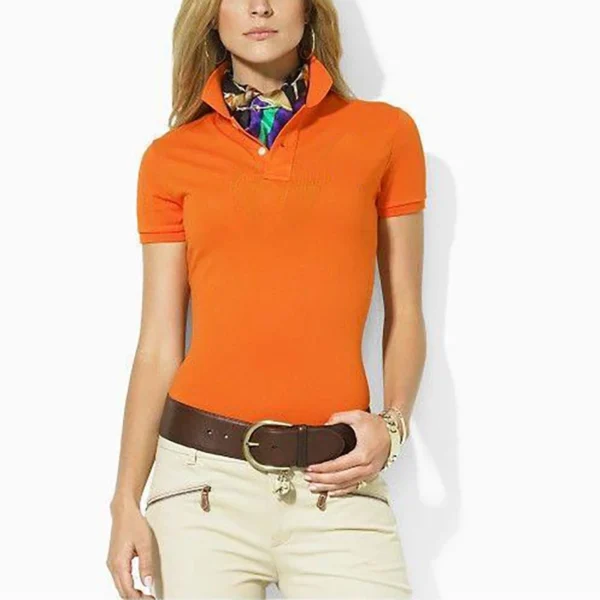 Women Ralph Big Pony Short Sleeve 100%Cotton Slim Fit Stretch Polo Shirt 6021 - Image 6