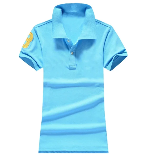 Women Ralph Big Pony Short Sleeve 100%Cotton Slim Fit Stretch Polo Shirt 6021 - Image 16