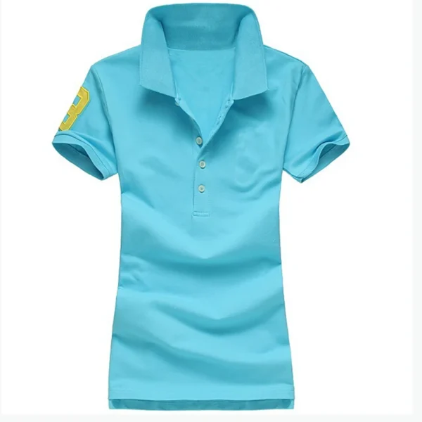 Women Ralph Big Pony 5 Buttons Short Sleeve 100%Cotton Slim Fit Stretch Polo Shirts 6043A - Image 17
