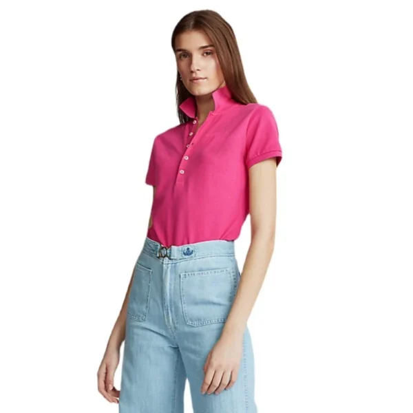 Women Ralph Small Pony 5Buttons Short Sleeve 100%Cotton Slim Fit Stretch Polo Shirt 6022 - Image 8