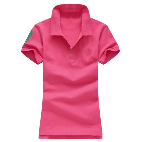 Women Ralph Big Pony Short Sleeve 100%Cotton Slim Fit Stretch Polo Shirt 6021 - Image 12