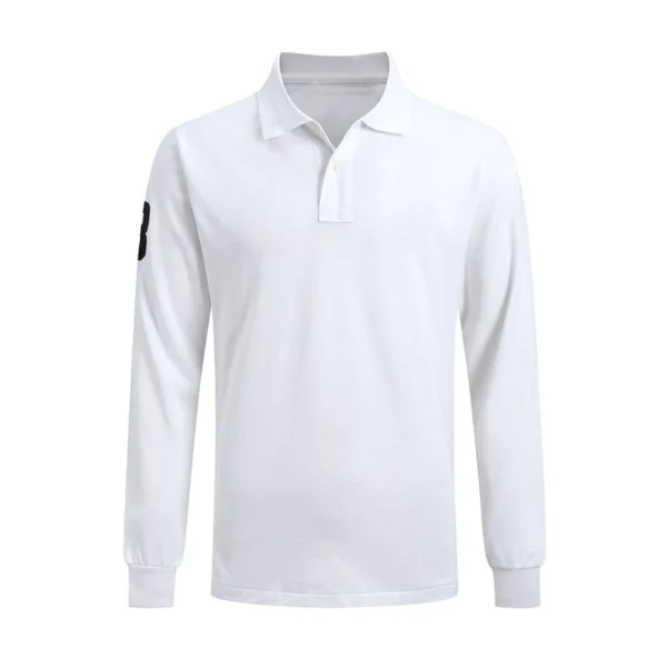 High Quality European Size Men Ralph Slim Fit Big Pony Long Sleeve 100%Cotton Mesh Polo Shirts 9920 - Image 2