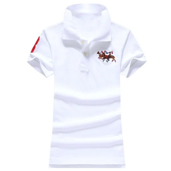 Women Ralph Big Pony Short Sleeve 100%Cotton Slim Fit Stretch Polo Shirts - Image 2