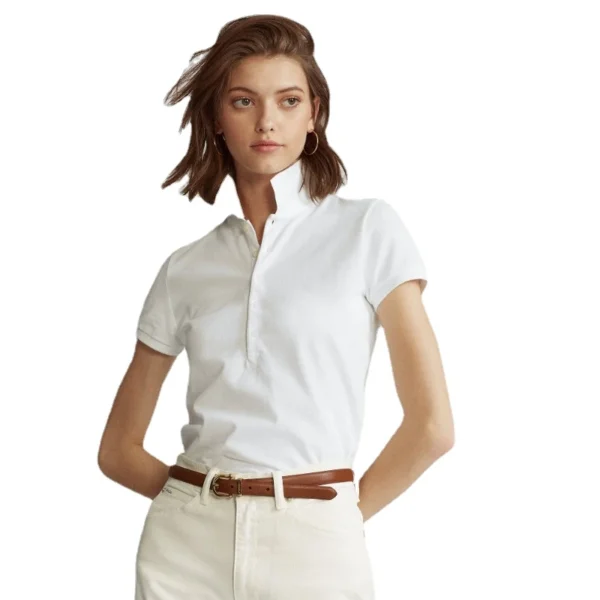 Women Ralph Small Pony 5Buttons Short Sleeve 100%Cotton Slim Fit Stretch Polo Shirt 6022 - Image 2