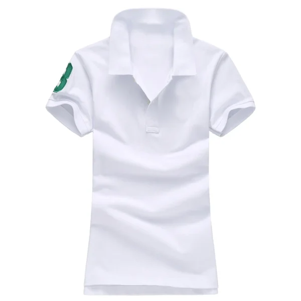 Women Ralph Big Pony Short Sleeve 100%Cotton Slim Fit Stretch Polo Shirt 6021 - Image 2