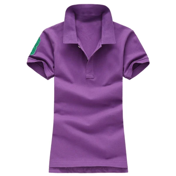 Women Ralph Big Pony Short Sleeve 100%Cotton Slim Fit Stretch Polo Shirt 6021 - Image 19