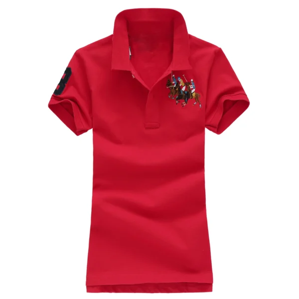 Women Ralph Big Pony Short Sleeve 100%Cotton Slim Fit Stretch Polo Shirts - Image 8