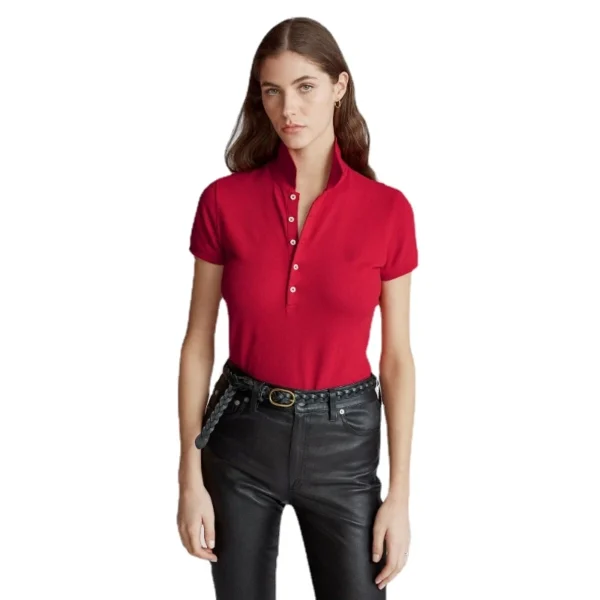 Women Ralph Small Pony 5Buttons Short Sleeve 100%Cotton Slim Fit Stretch Polo Shirt 6022 - Image 5