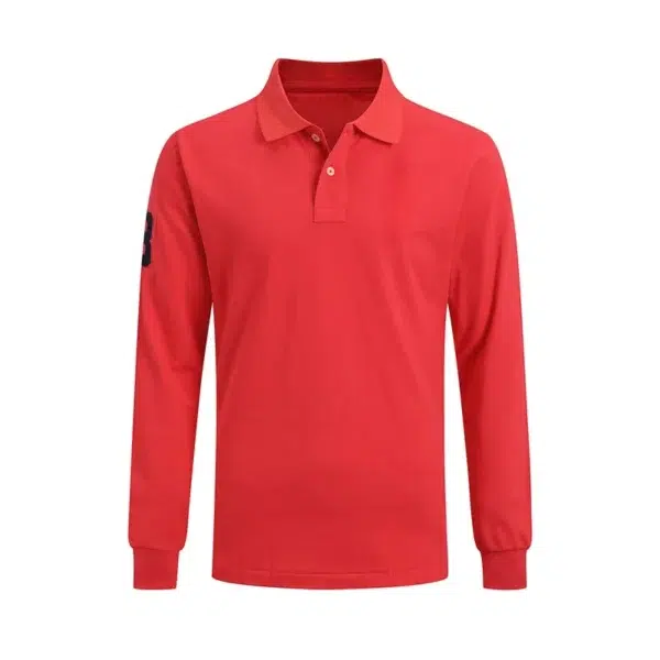 High Quality European Size Men Ralph Slim Fit Big Pony Long Sleeve 100%Cotton Mesh Polo Shirts 9920 - Image 7