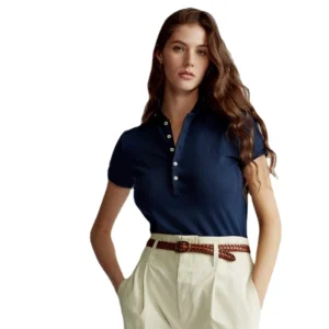 Women Ralph Small Pony 5Buttons Short Sleeve 100%Cotton Slim Fit Stretch Polo Shirt 6022