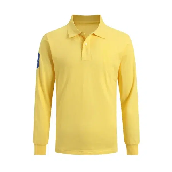 High Quality European Size Men Ralph Slim Fit Big Pony Long Sleeve 100%Cotton Mesh Polo Shirts 9920 - Image 6