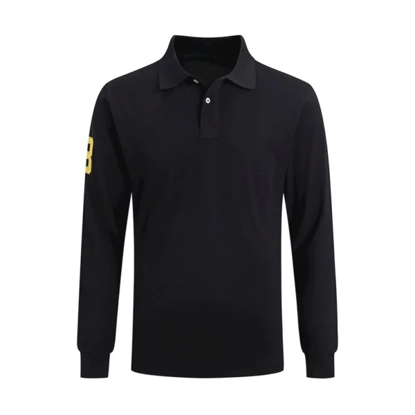 High Quality European Size Men Ralph Slim Fit Big Pony Long Sleeve 100%Cotton Mesh Polo Shirts 9920 - Image 8
